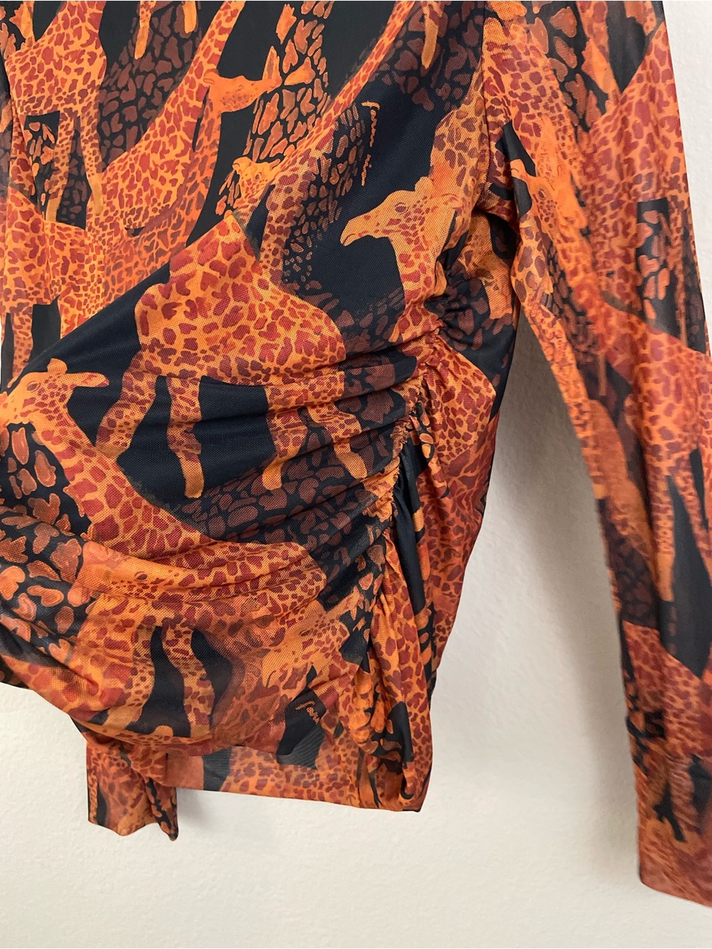 Farm Rio Giraffe Print Long Sleeve Tulle Blouse Size XL - Picture 7 of 12